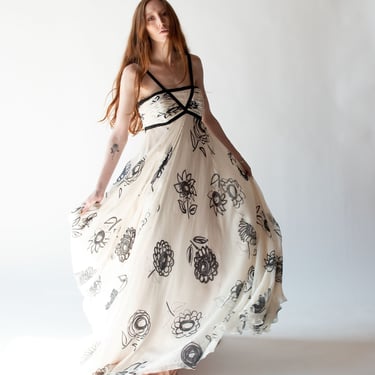 Floral Print Chiffon Gown | Bill Blass 