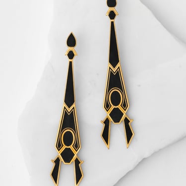 Gold Plated Enamel Detail Earrings