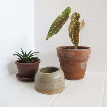 Vintage Hand Thrown Rustic Studio Pottery Salt Cellar Bowl - Bohemian Succulent Mini Pot 
