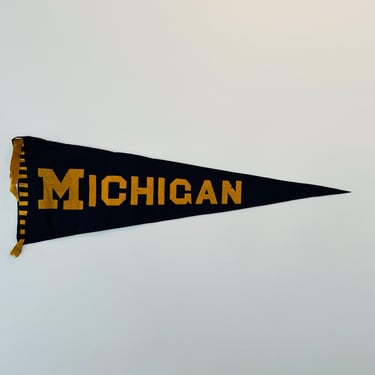 Vintage Extra Large University of Michigan Wool Sewn Letters Pennant circa 1900s 