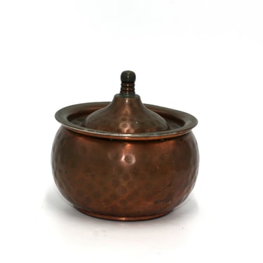 vintage hammered copper covered sugar bowl 