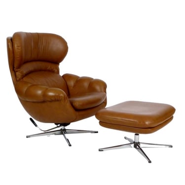 Overman Swivel / Rocking Lounge Chair With Ottoman