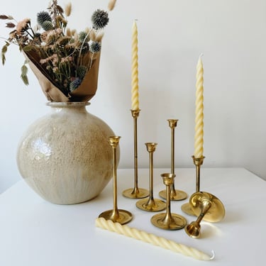 Set of 7 Brass Candle Holders