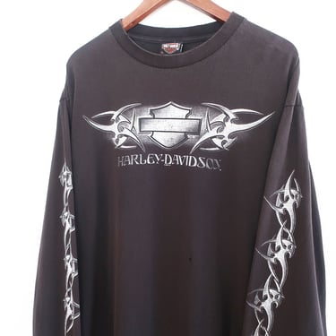 Harley Davidson shirt / y2k long sleeve / 2000s faded black