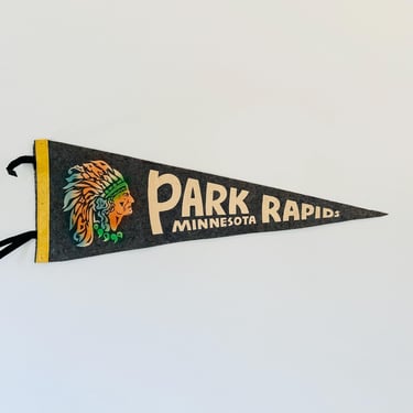 Vintage Park Rapids Minnesota Native American Chief Souvenir Pennant 