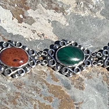 Bernice Goodspeed ~ Vintage Mexican Sterling Silver Multi Stone Link Bracelet 
