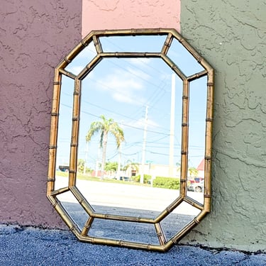 Faux Bamboo Octagon Mirror