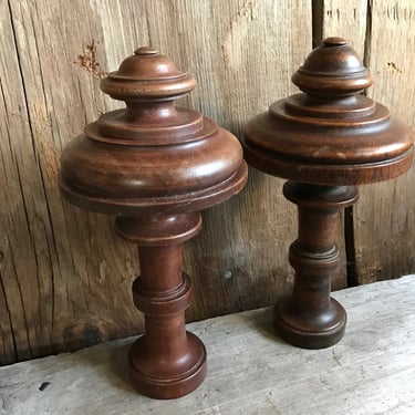 French Wood Finial Post, Large 7 inch, Turned Wood, Newel Post, Canopy, Bannister, Furniture, Drapery Rod Ends, Tie Backs, Set of 2 