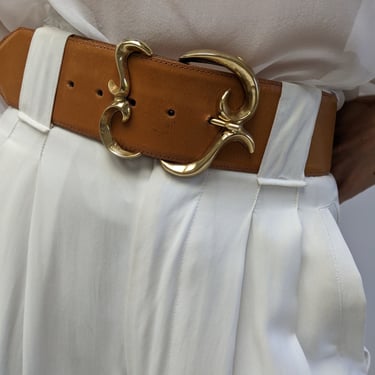 Statement Vintage Camel Smooth Leather Belt