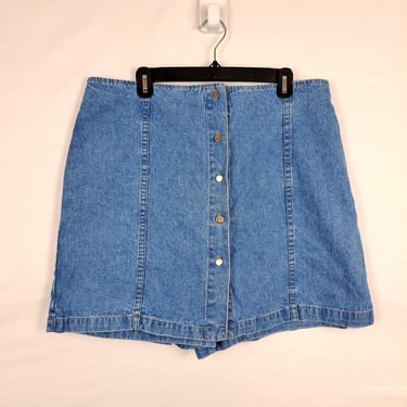 Vintage 90s High Rise Denim Skort, Size 34 Waist 