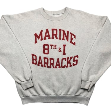 Vintage 80s/90s Marine Barracks 8th and I Street Washington DC Military Graphic Crewneck Sweatshirt Pullover Size Large 