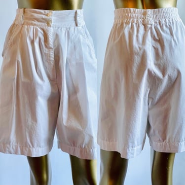 1980's White Cotton Shorts Super High Rise 