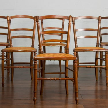 Country French Provincial Beech Cane Dining Chairs - Set of 6 