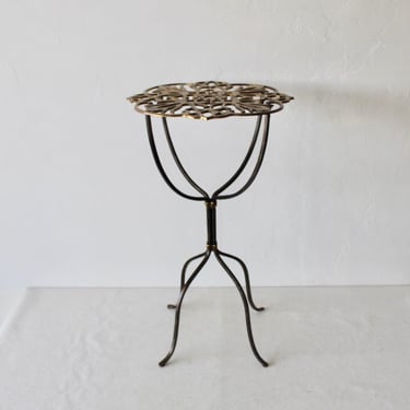 19th Century French Style Wrought Iron Brass Side Drinks Tables Plant Stand 