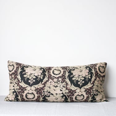 Limited Edition Quilted Boutis Pillow Cover | Black Flourish
