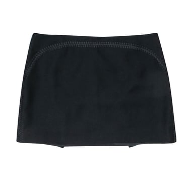 Alexander McQueen - Black 90s Style Wool Mini Skirt w/ Baseball Stitching Sz 10