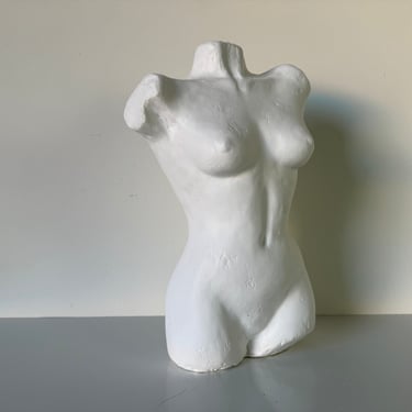 Vintage Plaster Nude Female Torso Sculpture 