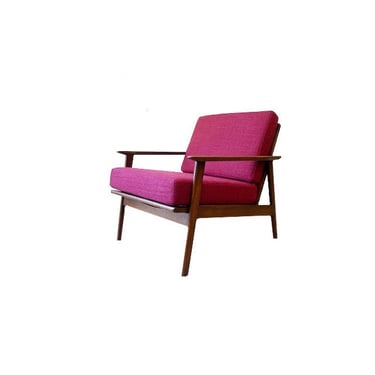 Vintage MCM Lounge Chair In Raspberry Tweed 
