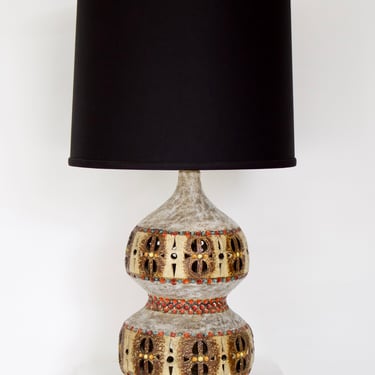 Raphael Giarrusso Peirced  French Ceramic Table Lamp Accolay Circa 1967
