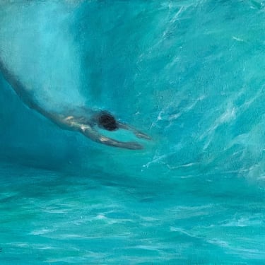 Pool Dive - Fine Art Print - Glicee-Archival Print - Nude - Pool Painting - Diver - Swimmer - Impressionist - Angela Ooghe 