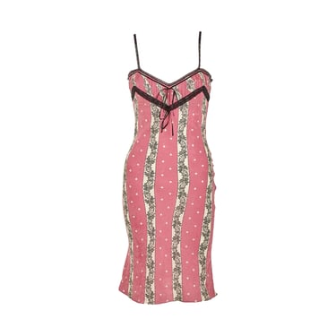 Galliano Pink Floral Lace Dress