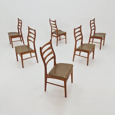 Danish teak with leather seats dining chairs by Viborg stolfabrik 1960s, set of 6 