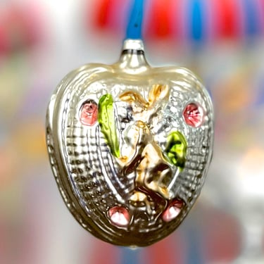 VINTAGE: Old West Germany Heart Mercury Glass Ornament - Blown Figural Glass Ornament - SKU 00040187 