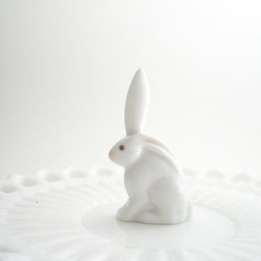 Miniature Herend Porcelain Figurine White Bunny Rabbit Hungarian Porcelain Gift 