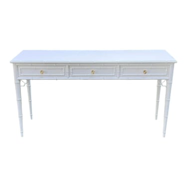 Vintage Faux Bamboo Chinoiserie Regency Console Table - Newly Painted 