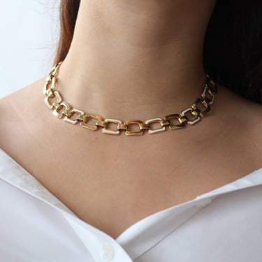 Vintage Monet Cream & Gold Chain Necklace