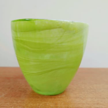 Kosta SEA Glasbruk 4" Bowl | Green | Art Glass Votive | Sweden 