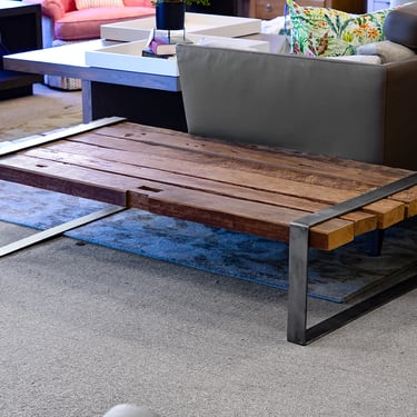 Rustic Wooden Slab Coffee Table
