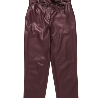 Nanushka -  Chestnut Brown Vegan Leather Tie Waist Trousers Sz XS