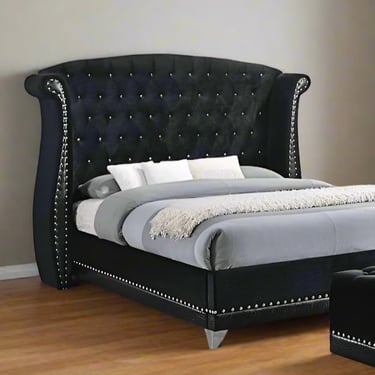 Coaster Black Tufted Barzini Bedroom Queen Headboard w/o Wingback FFE258-185