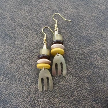 Abstract bone and brass earrings 