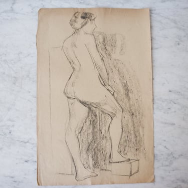 19th Century Sketch | Standing Nude with Chignon