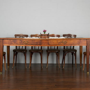 19th Century Country French Provincial Tiger Oak Farmhouse Dining Table 