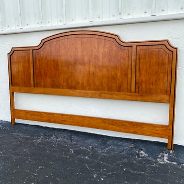 Vintage King Wood Headboard by Drexel Yorkshire Collection with Ebony Inlay - American Bedroom Furniture 