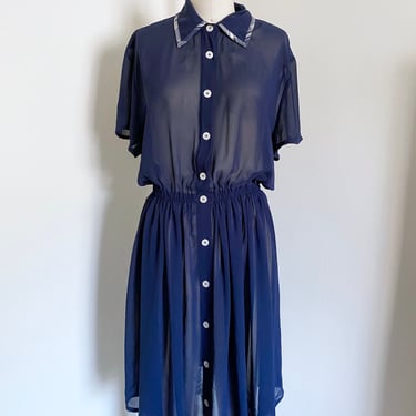 SALE Vintage 90's Navy Sheer Dress 