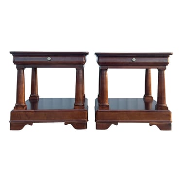 Drexel Heritage Louis Phillipe Style Cherry Side Tables - a Pair 