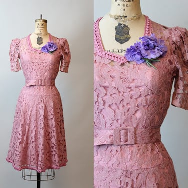 1930s two piece LACE PUFF SLEEVE dress xs | new spring summer 