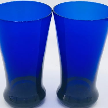 Pretty pair of Tumblers  Drinking Glass Cobalt Blue 