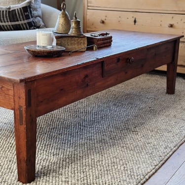 Large Antique 19th Century French Oak Coffee Table 