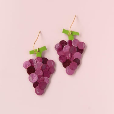 Red Grape Earrings a la Pinot Gris - Made from Leather Scraps 