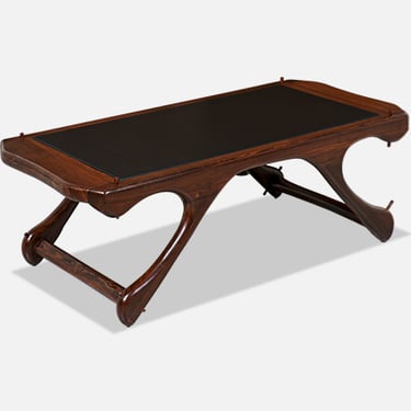 Don Shoemaker Sculpted Rosewood & Leather Coffee Table for Se\u00f1al Furniture