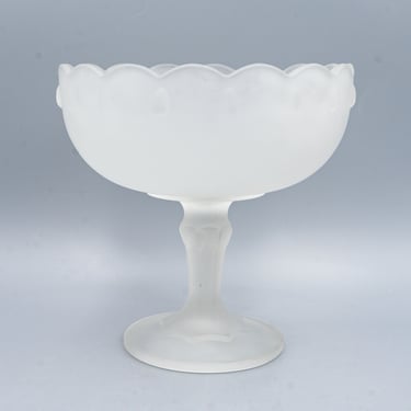Indiana Teardrop White Silk Compote | Vintage Collectible Glass Frosted Satin Etched Crystal 