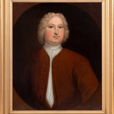 English School Portrait of a Man Oil, 18th C