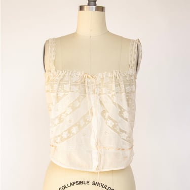 Edwardian Camisole Cotton Lace 1910s Corset Cover S/M 