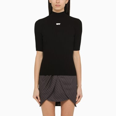 Off-White Black Short-Sleeved Top With Logo Women