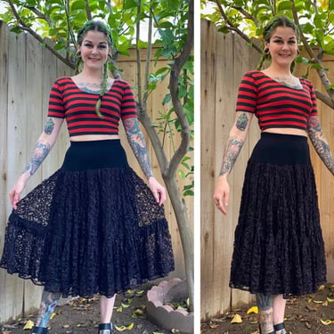 Vintage 1980’s Black Lace Layered Skirt 